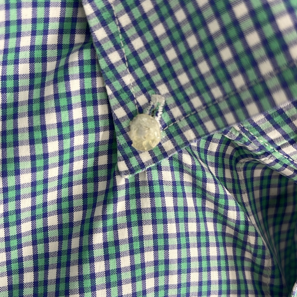 Vineyard vines purple green squared print button down long sleeve medium shirt - Picture 6 of 13